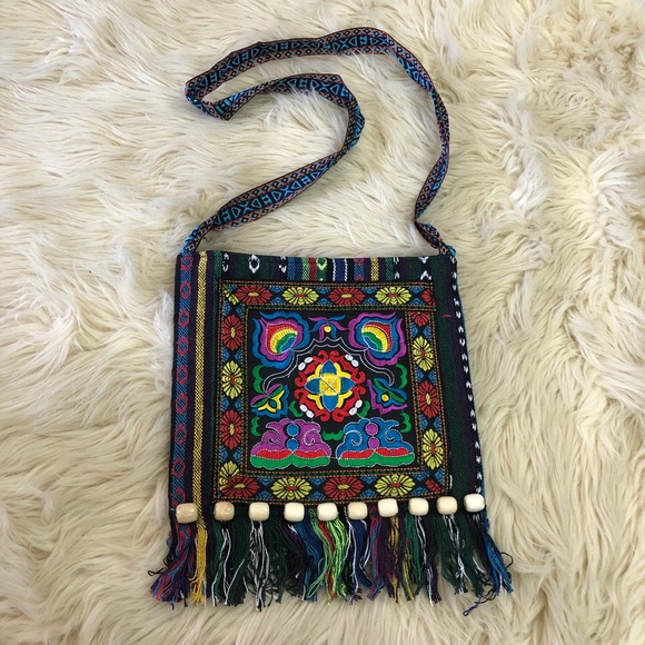{AZALEA} Boho beaded fringe colorful crossbody bag - Picture 5 of 8